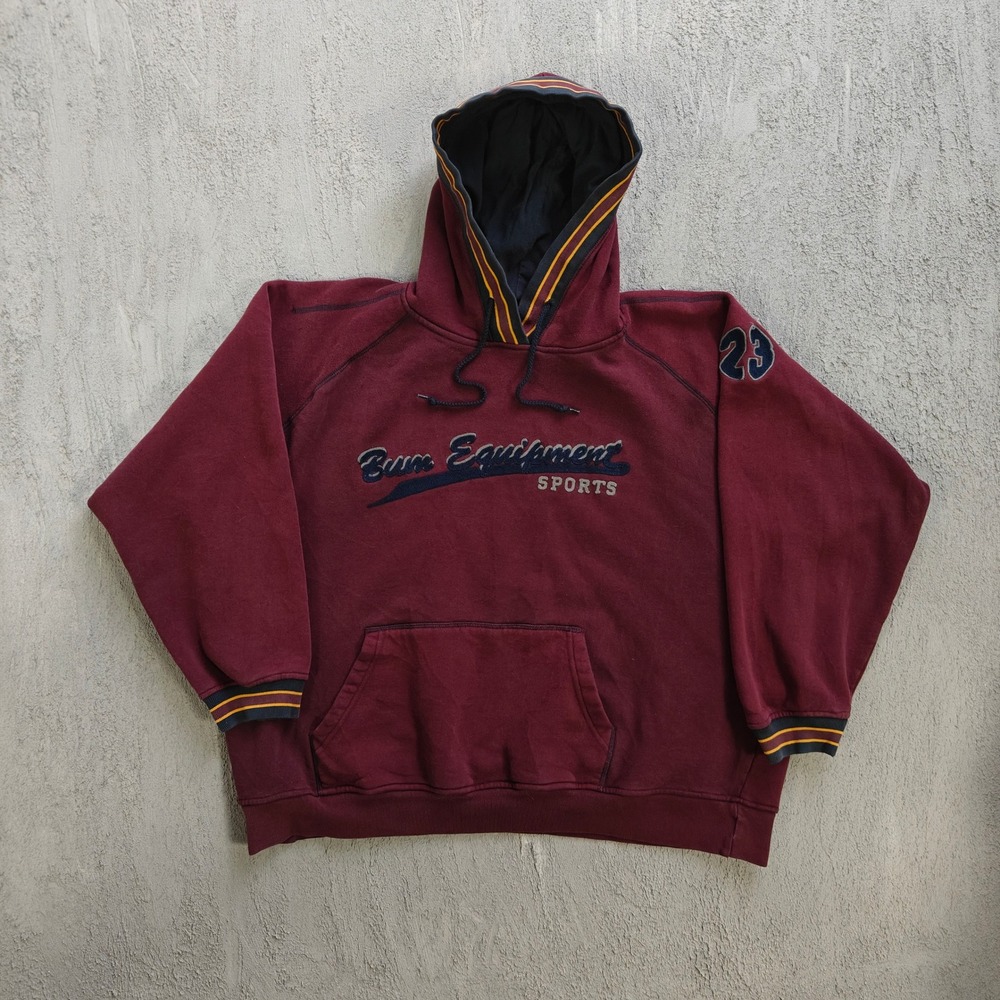 Vintage B.U.M. Equipment Hoodie Mens Medium Maroon 90s